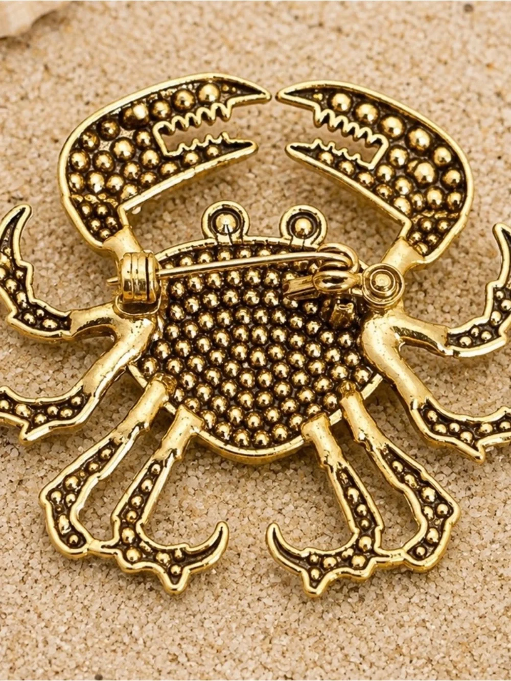 Gold silver  Crystal Crab Brooch Pin